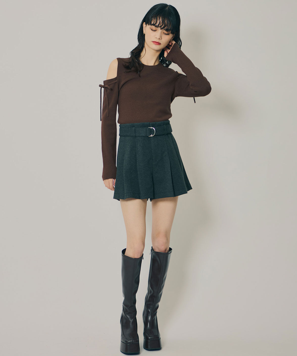 REDYAZEL「ウールライクタックショートパンツ」|キュロット|