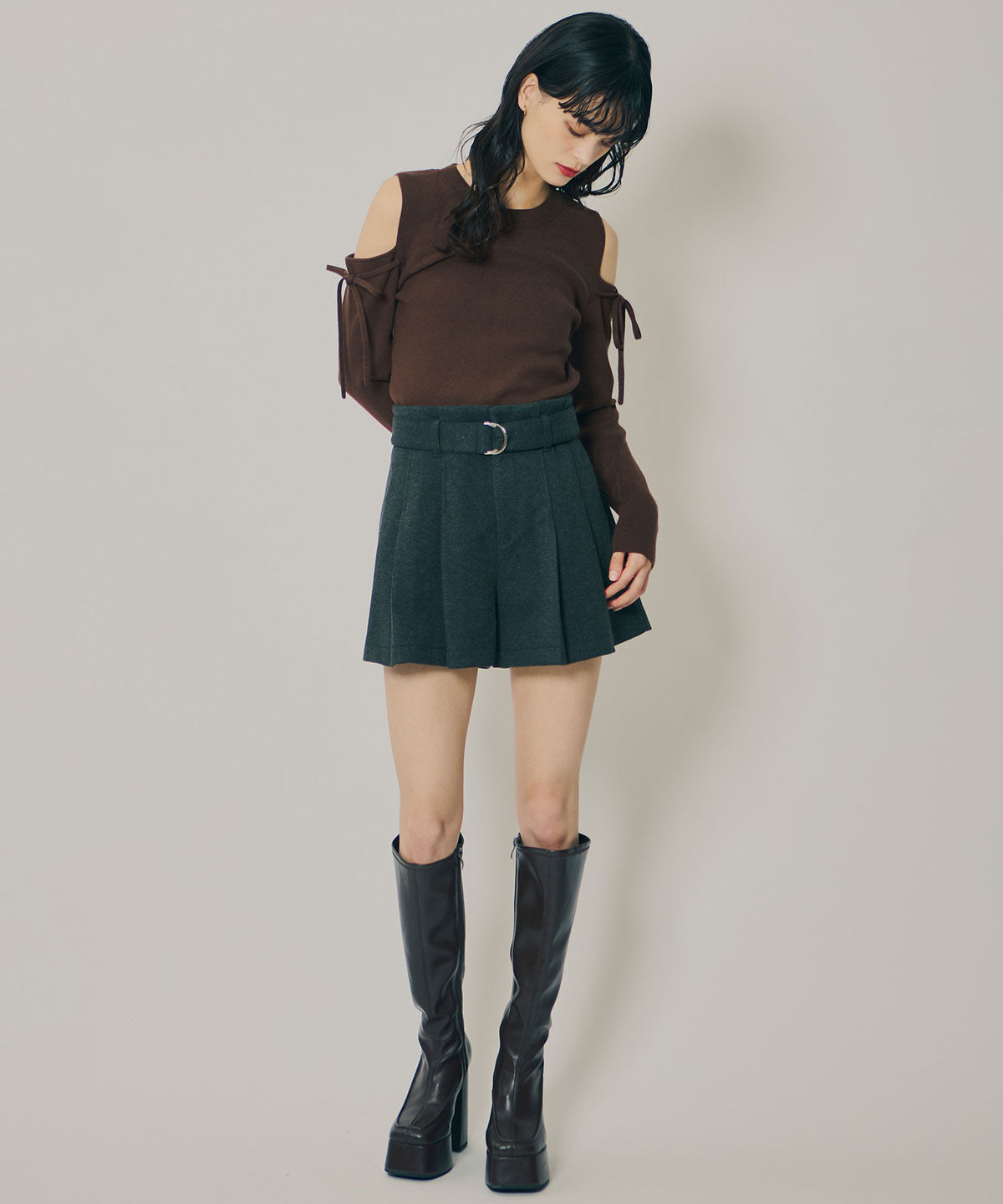 REDYAZEL「ウールライクタックショートパンツ」|キュロット|