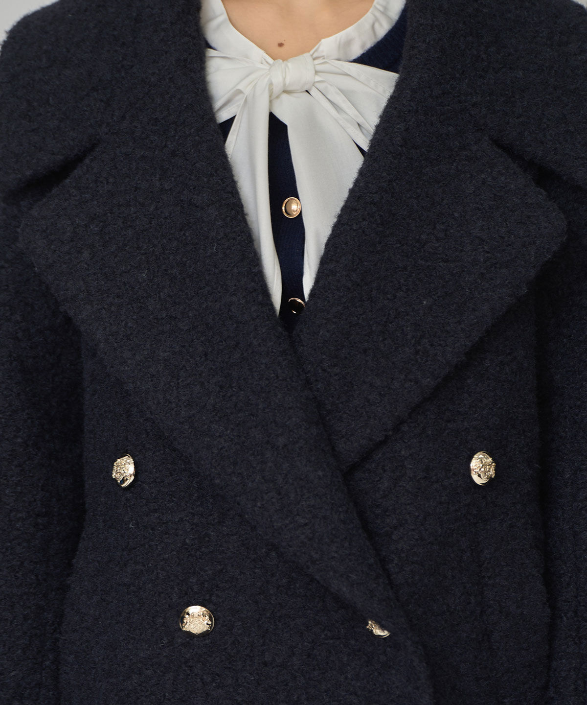 REDYAZEL「ボアダブルミドルコート」|ステンカラーコート|