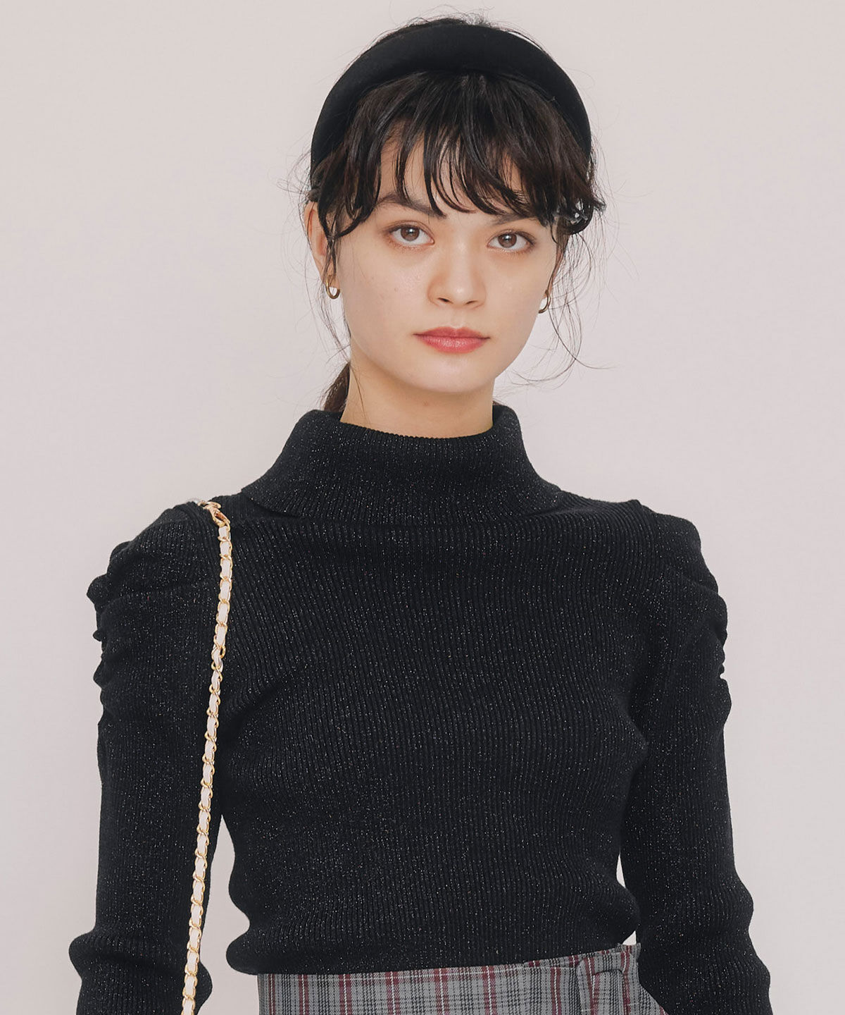 REDYAZEL「ラメタートルニットプルオーバー」|ニット・セーター|ブラック