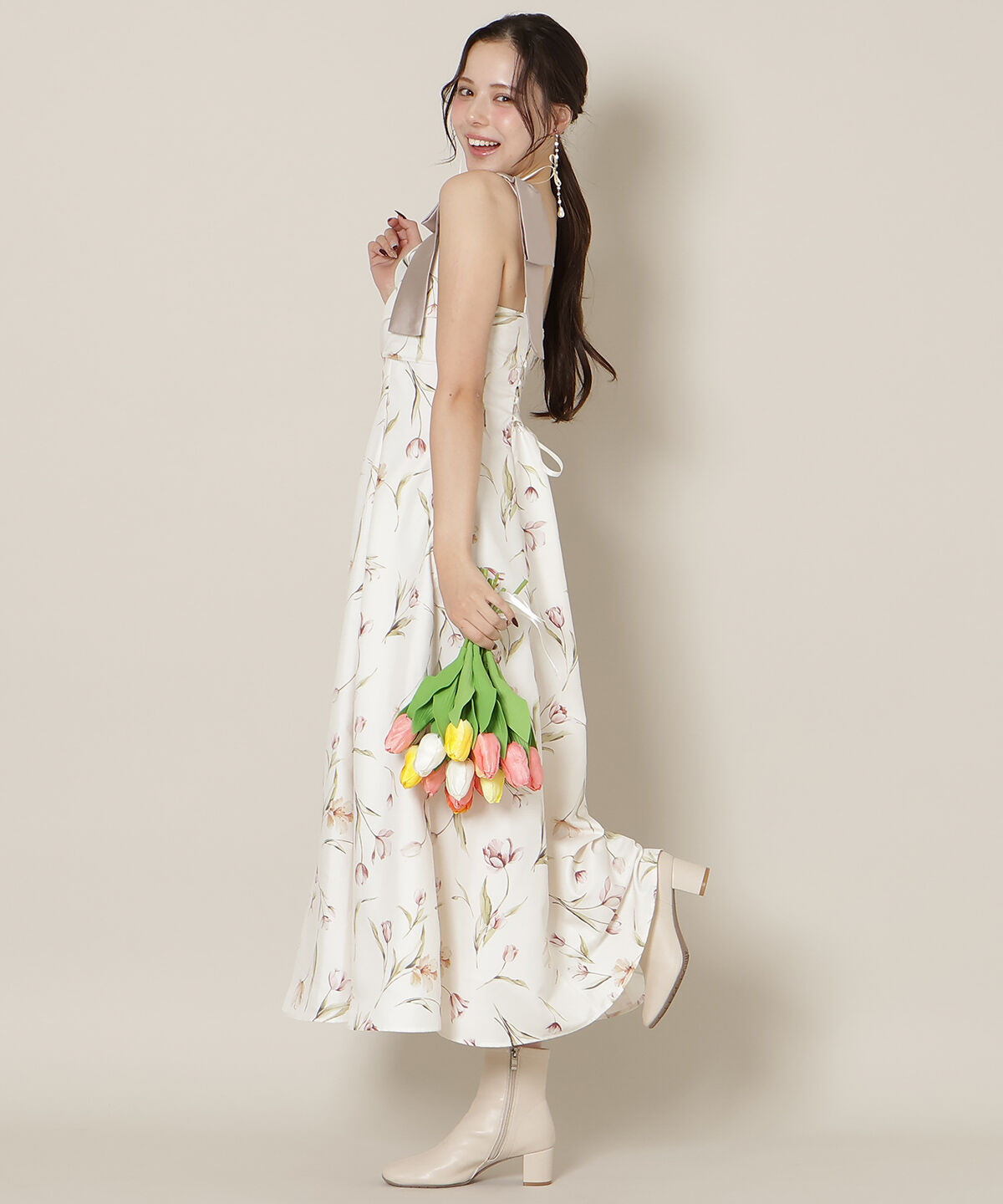 WILLSELECTION「リボンショルダーチューリップフレアワンピース」|ワンピース|