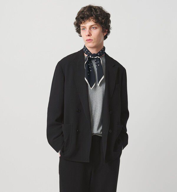 UNITED ARROWS「ポリエステルサブレ オーディナリー ダブル 4ボタン ジャケット」|テーラードジャケット|BLACK