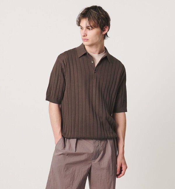 UNITED ARROWS「シャーリーカーン ワイドリブ ニットポロシャツ」|ポロシャツ|