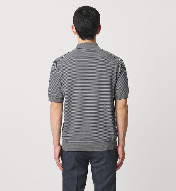 UNITED ARROWS「ショートスリーブ ボーダー ニットポロシャツ UA COZY ウォッシャブル 抗菌防臭」|ポロシャツ|