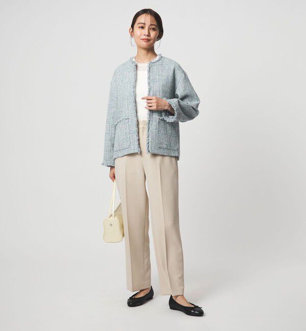 UNITED ARROWS green label relaxing「［size SHORTあり］ミックス ツイードライク ポケット ノーカラー ジャケット」|ノーカラージャケット|