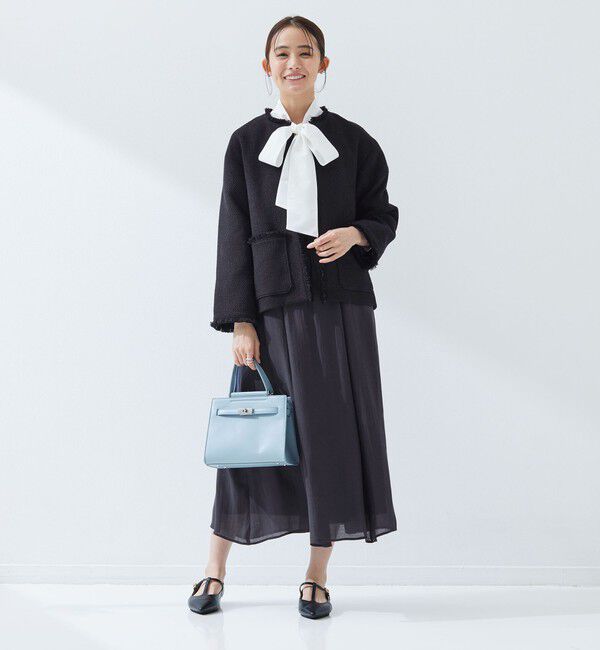 UNITED ARROWS green label relaxing「［size SHORTあり］ミックス ツイードライク ポケット ノーカラー ジャケット」|ノーカラージャケット|