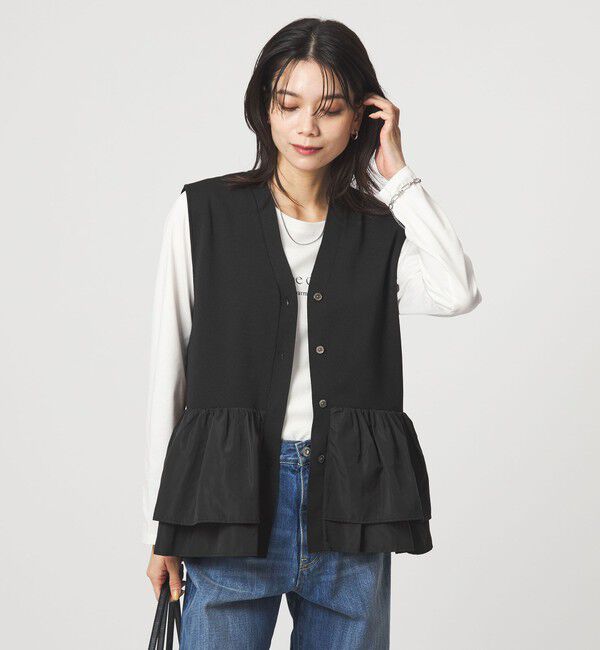 UNITED ARROWS green label relaxing「フリル ドッキング ペプラム ニット ジレ ウォッシャブル」|ベスト・ジレ|