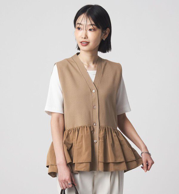UNITED ARROWS green label relaxing「フリル ドッキング ペプラム ニット ジレ ウォッシャブル」|ベスト・ジレ|MOCA