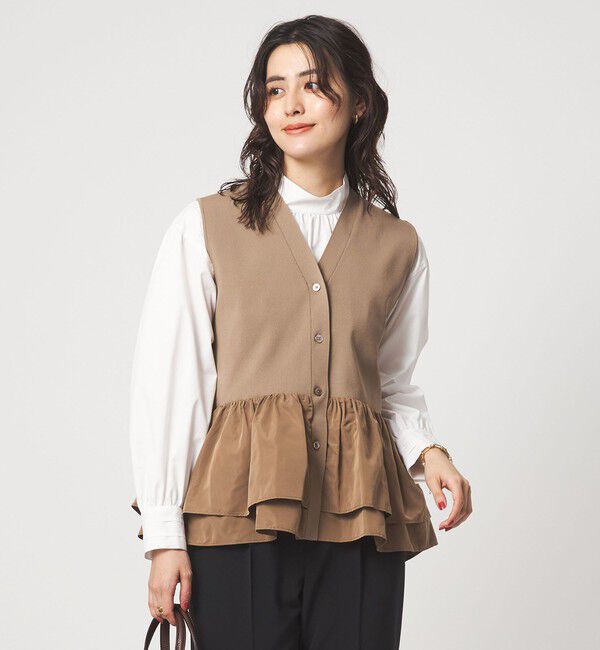UNITED ARROWS green label relaxing「フリル ドッキング ペプラム ニット ジレ ウォッシャブル」|ベスト・ジレ|
