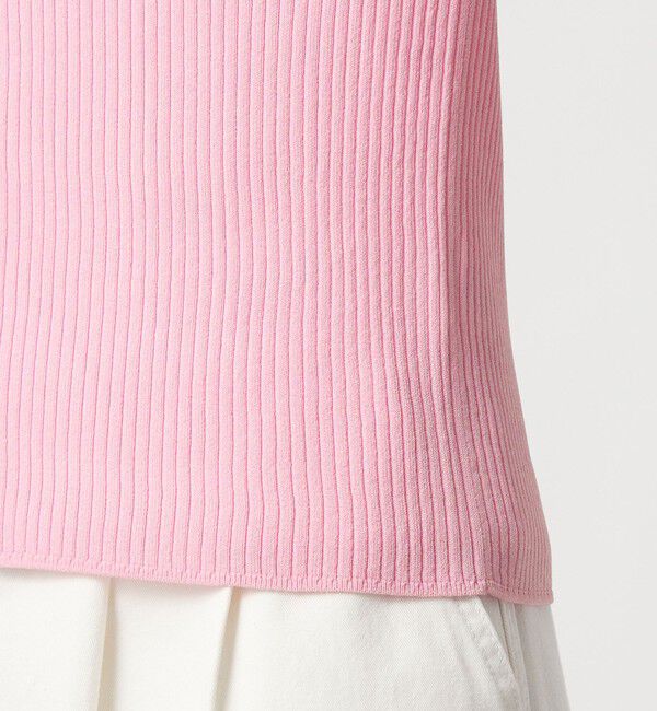 UNITED ARROWS green label relaxing「【WEB限定】＜at ease＞ソデサキ バイカラー 5分袖 プルオーバー ニット」|ニット・セーター|