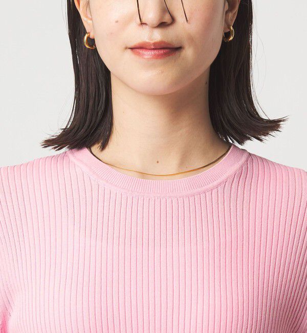 UNITED ARROWS green label relaxing「【WEB限定】＜at ease＞ソデサキ バイカラー 5分袖 プルオーバー ニット」|ニット・セーター|