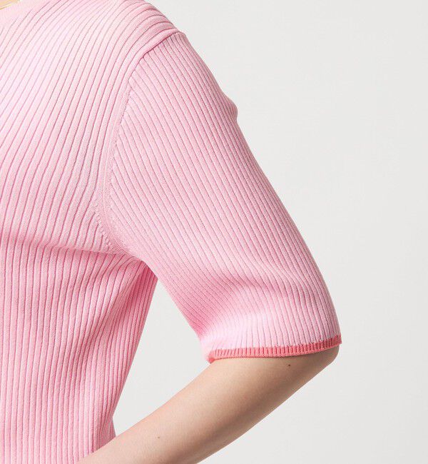 UNITED ARROWS green label relaxing「【WEB限定】＜at ease＞ソデサキ バイカラー 5分袖 プルオーバー ニット」|ニット・セーター|