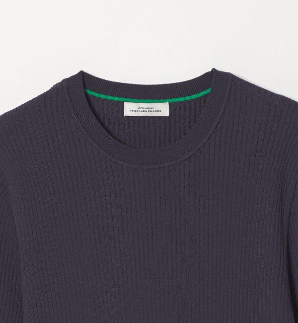 UNITED ARROWS green label relaxing「【WEB限定】＜at ease＞ソデサキ バイカラー 5分袖 プルオーバー ニット」|ニット・セーター|