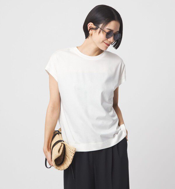 UNITED ARROWS green label relaxing「グロッシー フレンチスリーブ Tシャツ 制菌」|Tシャツ・カットソー|