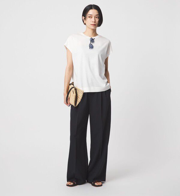 UNITED ARROWS green label relaxing「グロッシー フレンチスリーブ Tシャツ 制菌」|Tシャツ・カットソー|