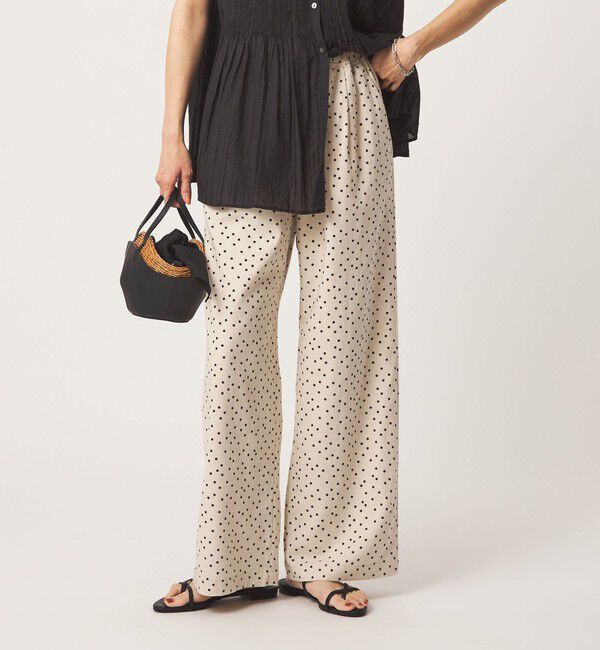 UNITED ARROWS green label relaxing「BREEZE LINEN ブリーズリネン ワイド パンツ オフホワイト ドット」|その他|その他1