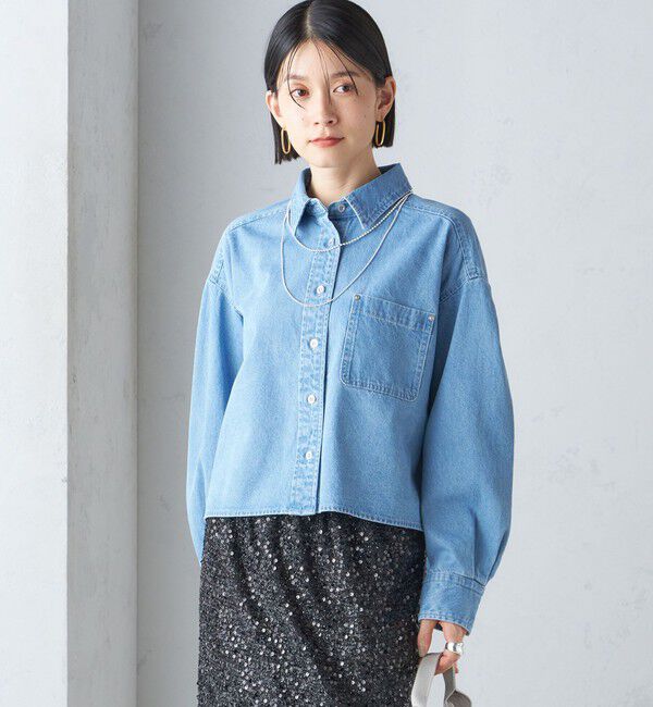 SHIPS for women「〈洗濯機可能〉ショート丈 デニム シャツ」|シャツ・ブラウス|