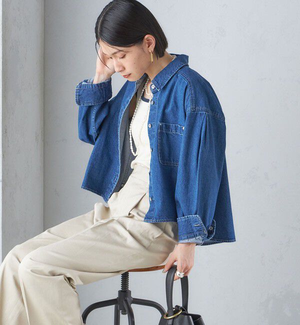 SHIPS for women「〈洗濯機可能〉ショート丈 デニム シャツ」|シャツ・ブラウス|