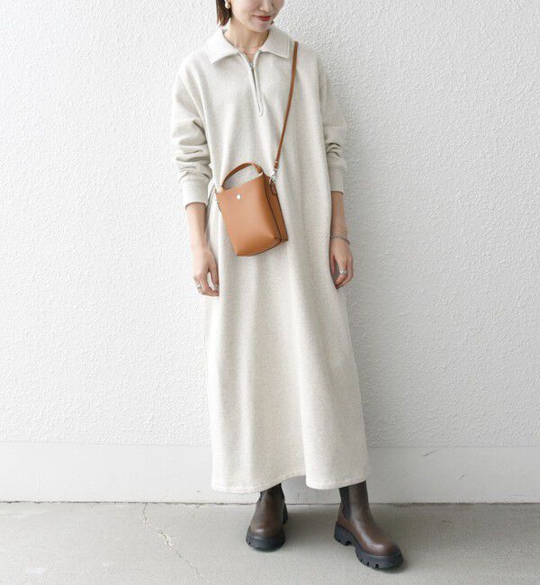 SHIPS any「SHIPS any:〈洗濯機可能〉USA コットン 裏起毛 ハーフジップ ワンピース」|ワンピース|