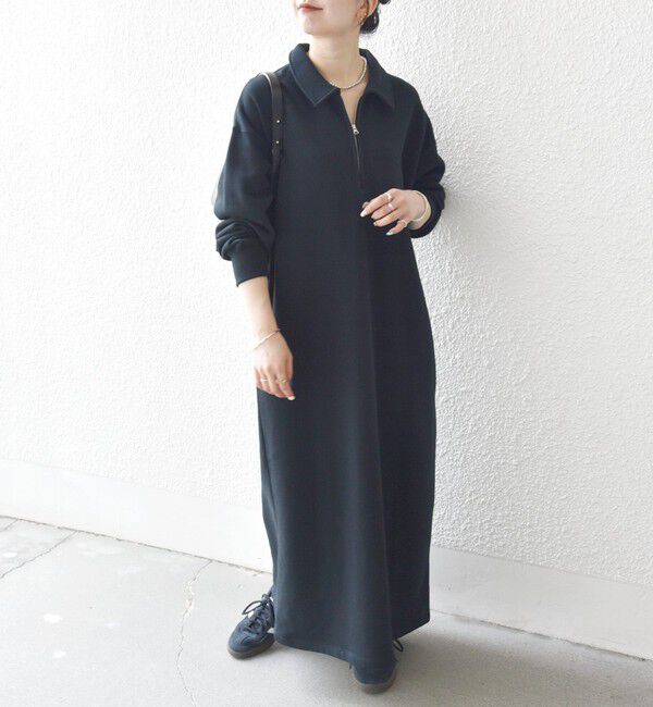 SHIPS any「SHIPS any:〈洗濯機可能〉USA コットン 裏起毛 ハーフジップ ワンピース」|ワンピース|