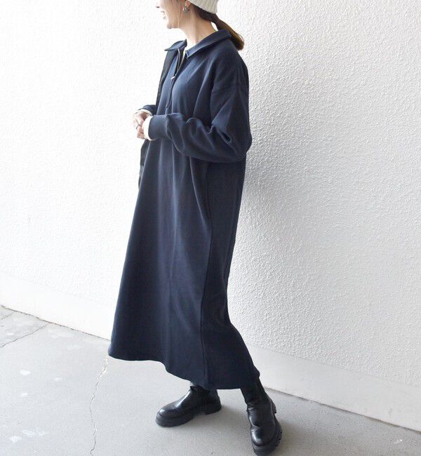 SHIPS any「SHIPS any:〈洗濯機可能〉USA コットン 裏起毛 ハーフジップ ワンピース」|ワンピース|