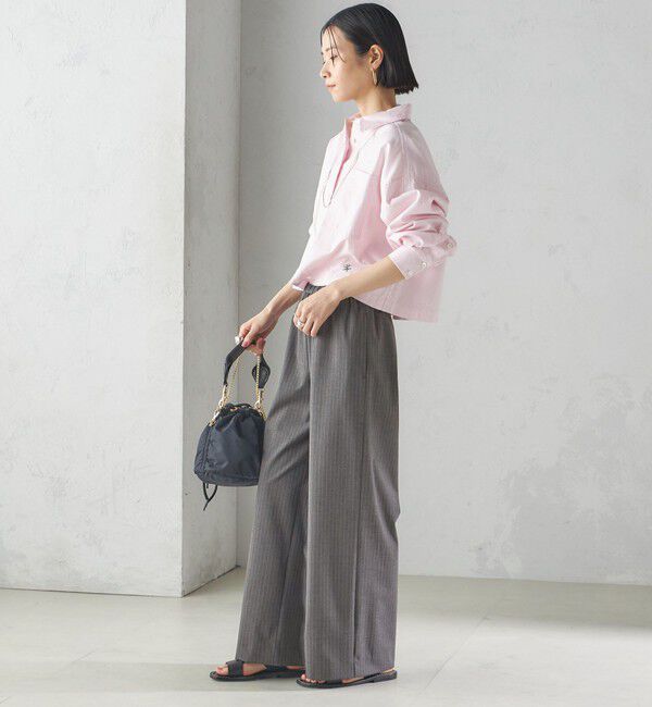 SHIPS for women「〈洗濯機可能〉ピン オックス 刺繍 クロップド シャツ」|シャツ・ブラウス|