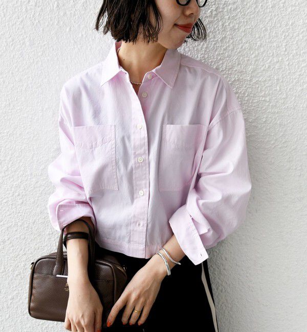 SHIPS for women「〈洗濯機可能〉ピン オックス 刺繍 クロップド シャツ」|シャツ・ブラウス|