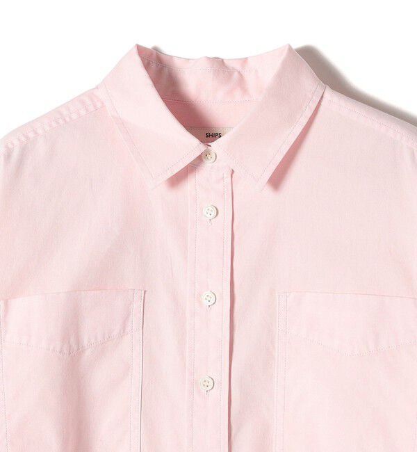 SHIPS for women「〈洗濯機可能〉ピン オックス 刺繍 クロップド シャツ」|シャツ・ブラウス|
