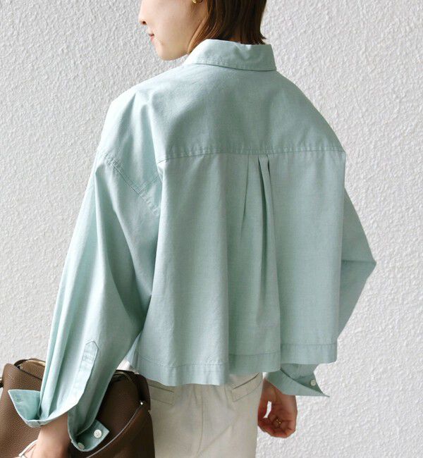 SHIPS for women「〈洗濯機可能〉ピン オックス 刺繍 クロップド シャツ」|シャツ・ブラウス|