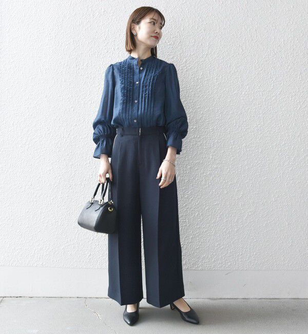 SHIPS any「SHIPS any:〈手洗い可能〉シアー フリル バンドカラー シャツ ブラウス」|シャツ・ブラウス|