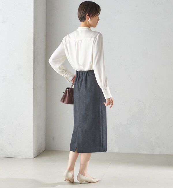 SHIPS for women「〈手洗い可能〉ハンマー サテン ピンタック ブラウス」|シャツ・ブラウス|