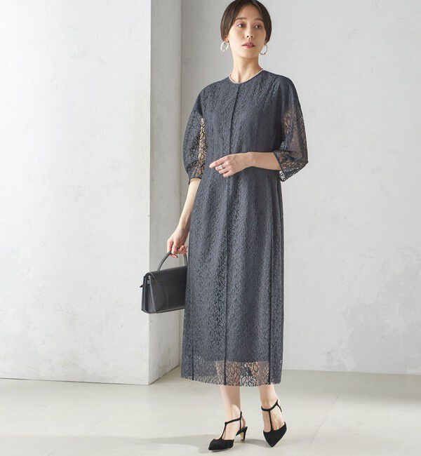 SHIPS for women「〈手洗い可能〉レース ワンピース」|ワンピース|ダークグレー