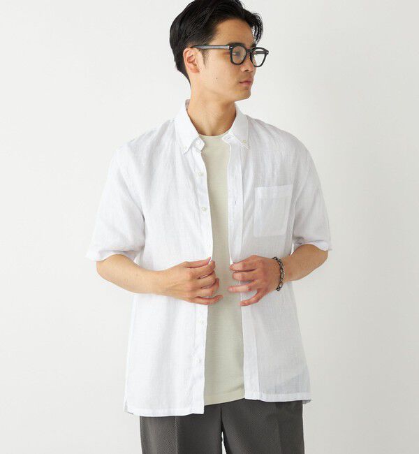 SHIPS Colors 「SHIPS Colors:リネン ボタンダウン ショートスリーブ シャツ」|シャツ・ブラウス|