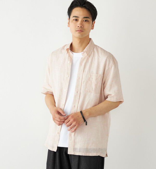 SHIPS Colors 「SHIPS Colors:リネン ボタンダウン ショートスリーブ シャツ」|シャツ・ブラウス|ベージュ