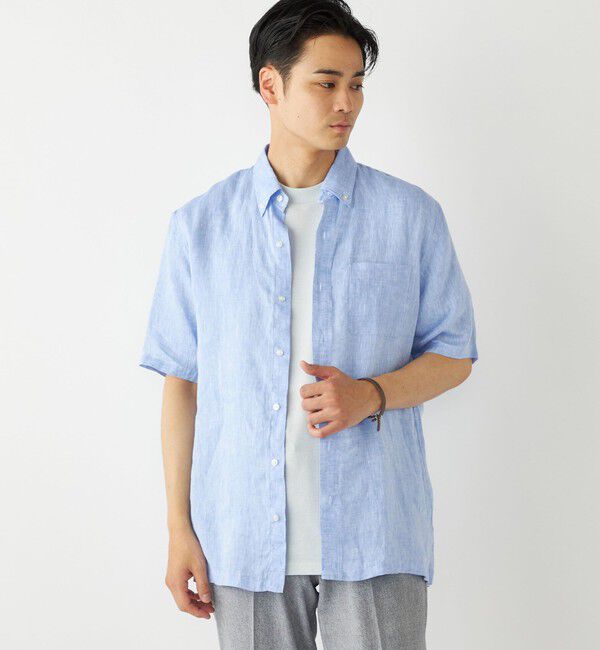 SHIPS Colors 「SHIPS Colors:リネン ボタンダウン ショートスリーブ シャツ」|シャツ・ブラウス|