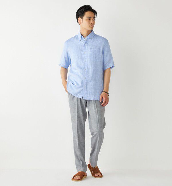 SHIPS Colors 「SHIPS Colors:リネン ボタンダウン ショートスリーブ シャツ」|シャツ・ブラウス|