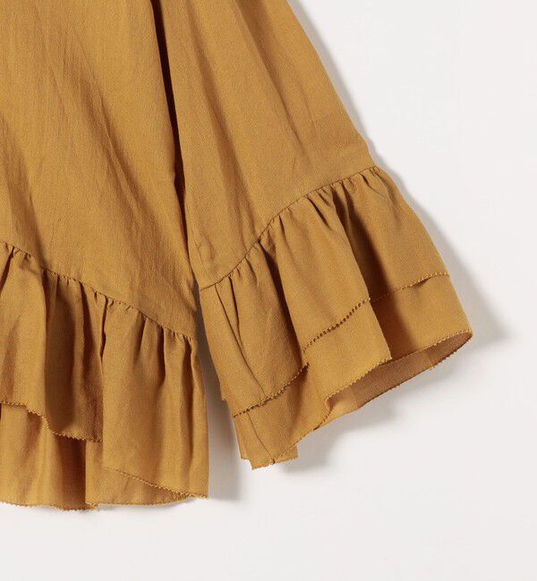 SHIPS any「SHIPS any:〈洗濯機可能〉コットン モス ラッフル フリル キーネック ブラウス」|シャツ・ブラウス|