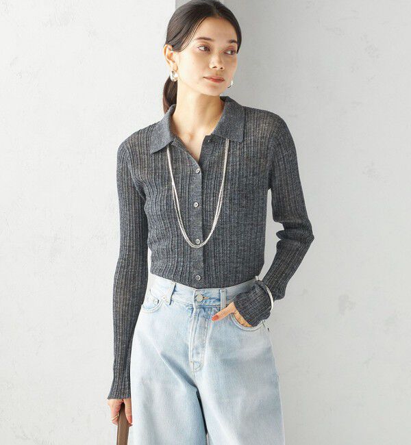 SHIPS for women「〈手洗い可能〉ランダム リブ ポロ ニット カーディガン」|カーディガン|