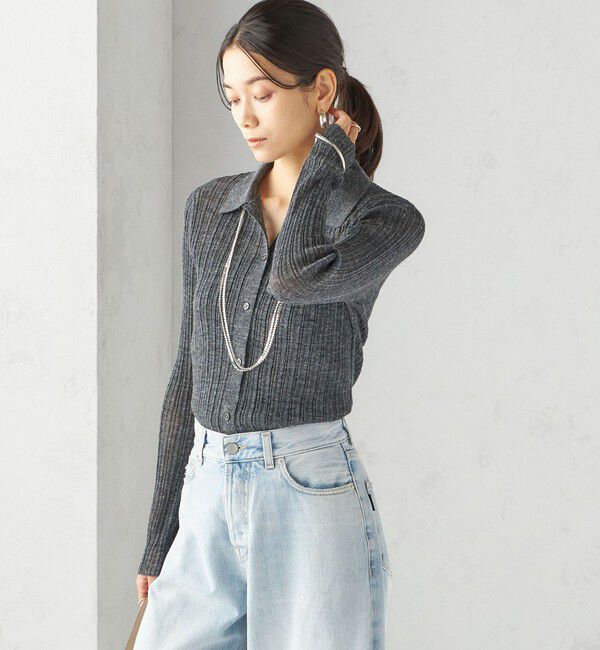 SHIPS for women「〈手洗い可能〉ランダム リブ ポロ ニット カーディガン」|カーディガン|