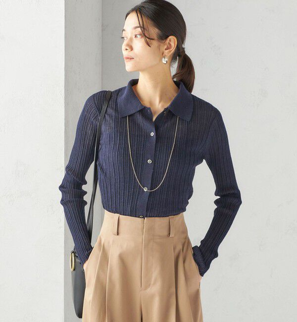 SHIPS for women「〈手洗い可能〉ランダム リブ ポロ ニット カーディガン」|カーディガン|