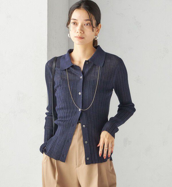 SHIPS for women「〈手洗い可能〉ランダム リブ ポロ ニット カーディガン」|カーディガン|