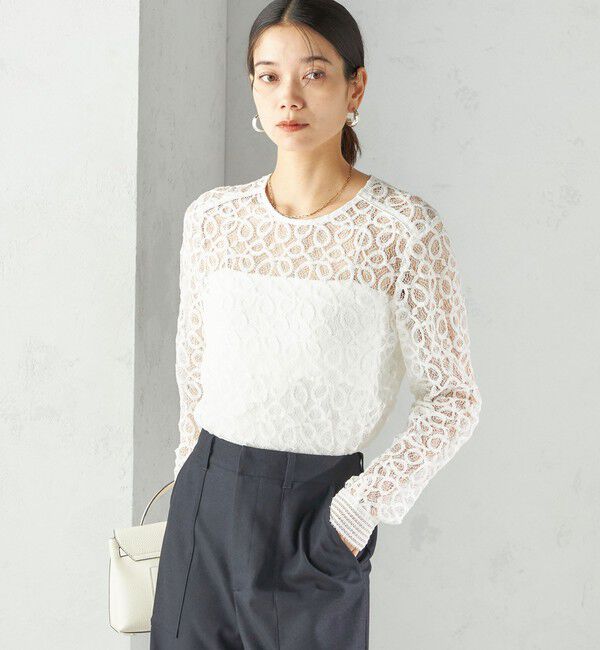 SHIPS for women「〈手洗い可能〉トゥワール コード レース ブラウス（ホワイト）」|シャツ・ブラウス|