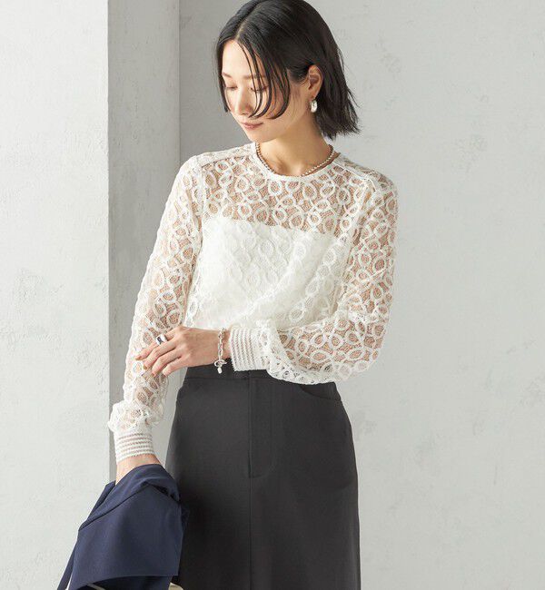 SHIPS for women「〈手洗い可能〉トゥワール コード レース ブラウス（ホワイト）」|シャツ・ブラウス|