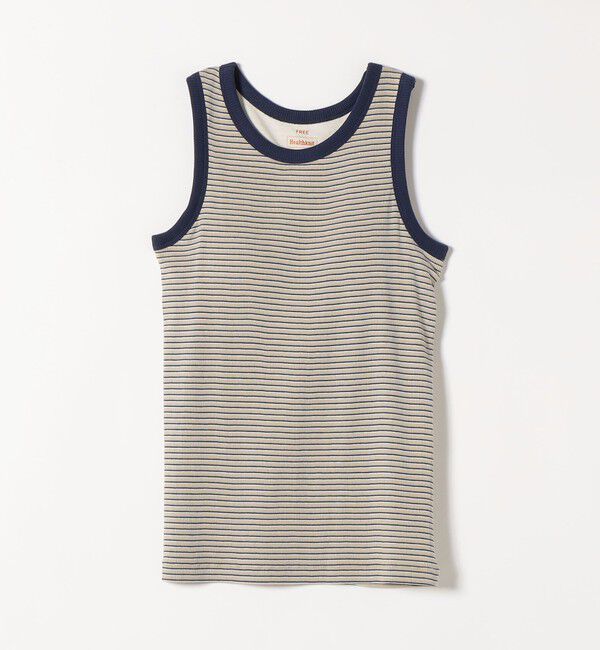 SHIPS any「Healthknit:〈洗濯機可能〉カップ付き リブ ボーダー タンクトップ」|インナー|ベージュ