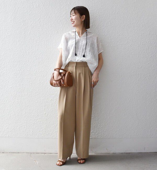 SHIPS any「《予約》SHIPS any:〈洗濯機可能〉ドット ジャカード タッセル スキッパー ブラウス」|シャツ・ブラウス|