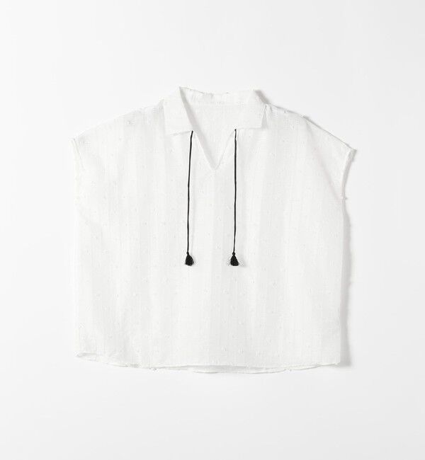 SHIPS any「《予約》SHIPS any:〈洗濯機可能〉ドット ジャカード タッセル スキッパー ブラウス」|シャツ・ブラウス|