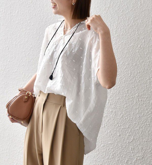 SHIPS any「《予約》SHIPS any:〈洗濯機可能〉ドット ジャカード タッセル スキッパー ブラウス」|シャツ・ブラウス|