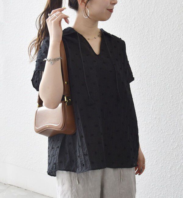 SHIPS any「《予約》SHIPS any:〈洗濯機可能〉ドット ジャカード タッセル スキッパー ブラウス」|シャツ・ブラウス|