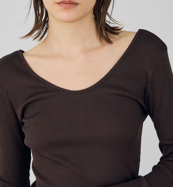 DES PRES「シルクコットンリブ Uネックプルオーバー」|Tシャツ・カットソー|