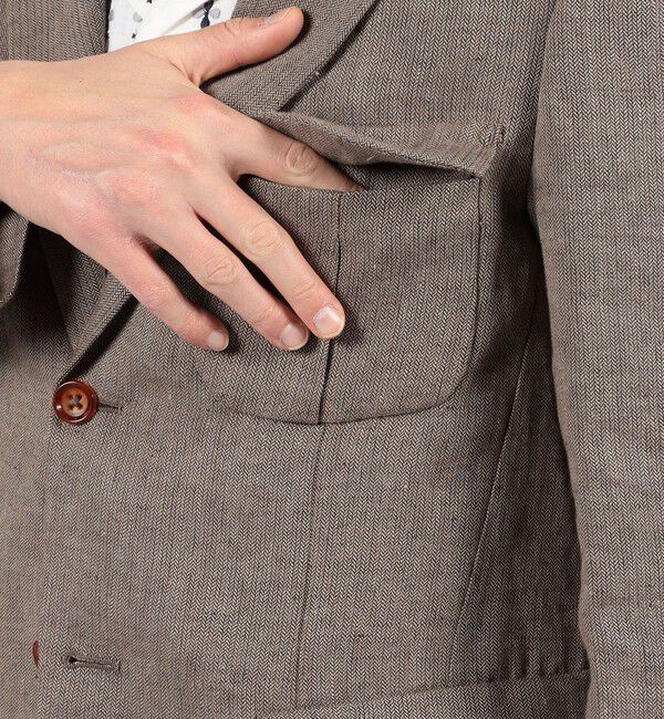 TOMORROWLAND MENS「リネン ヘリンボーン サファリジャケット」|テーラードジャケット|